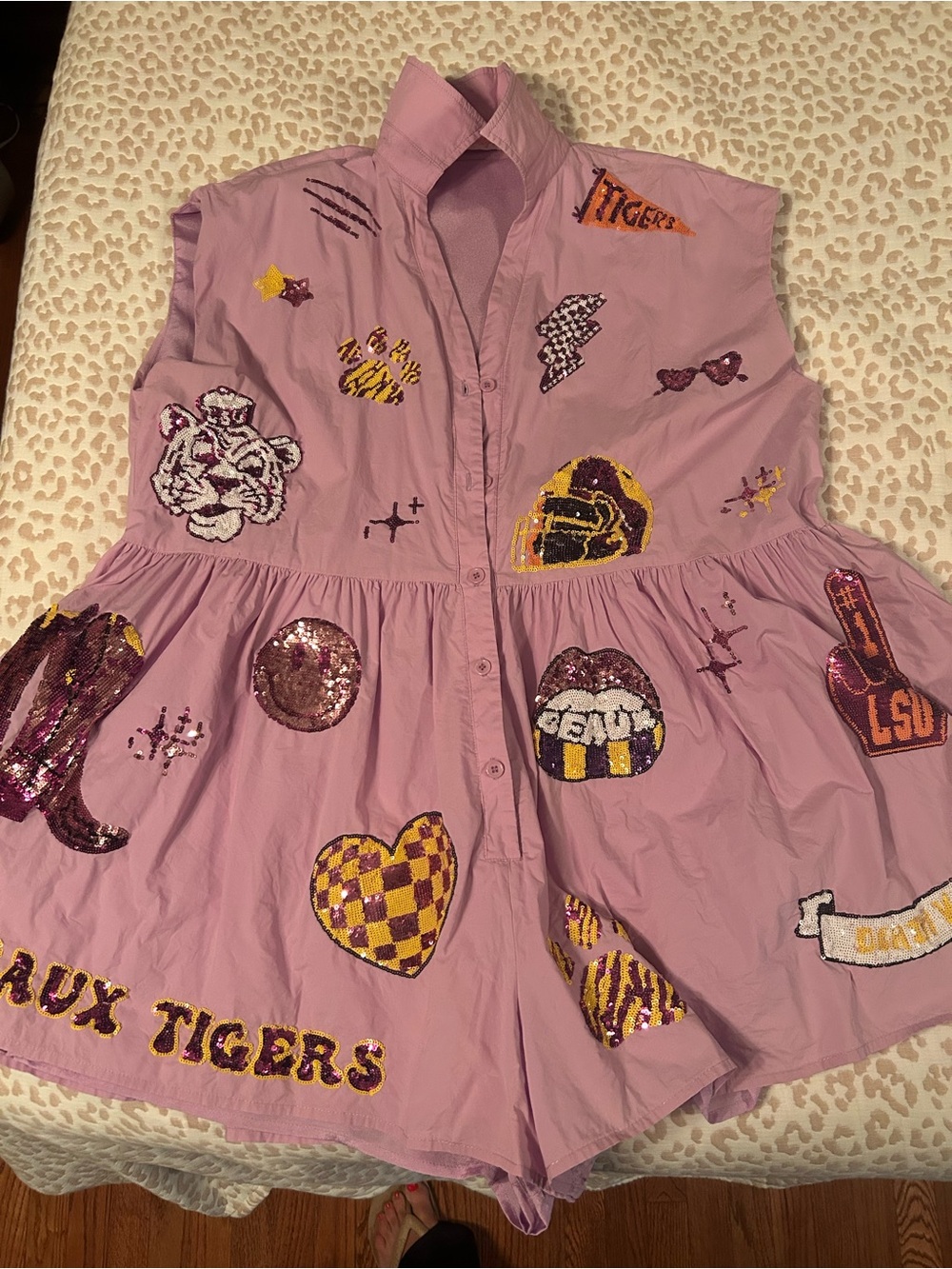 Lsu Tiger Sparkle XL Romper